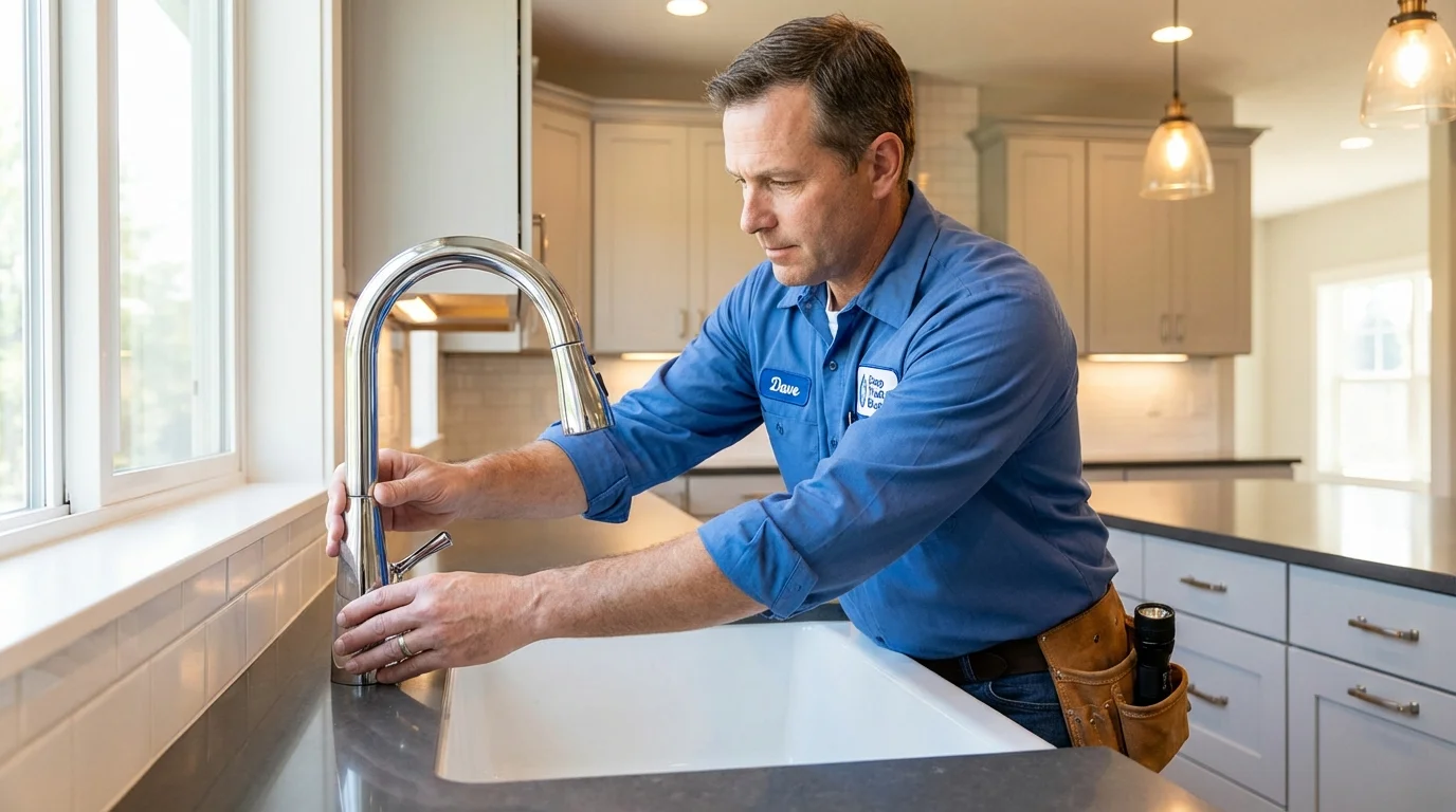 Kitchen faucet installation by Johns Plumbing LLC in Presque Isle